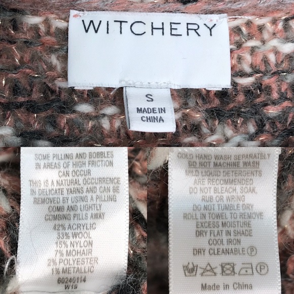 SOLD Witchery Pink Green Textured Twist Jumper S - Picture 12 of 13